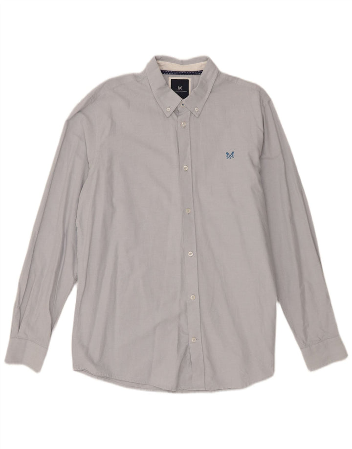 Crew Clothing Herren-Slim-Fit-Hemd aus mittelblauer Baumwolle