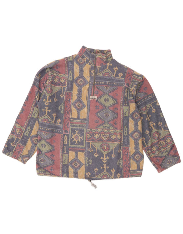 Vintage Damen Fleecepullover mit Reißverschluss, UK 18 XL, mehrfarbig, geometrisch