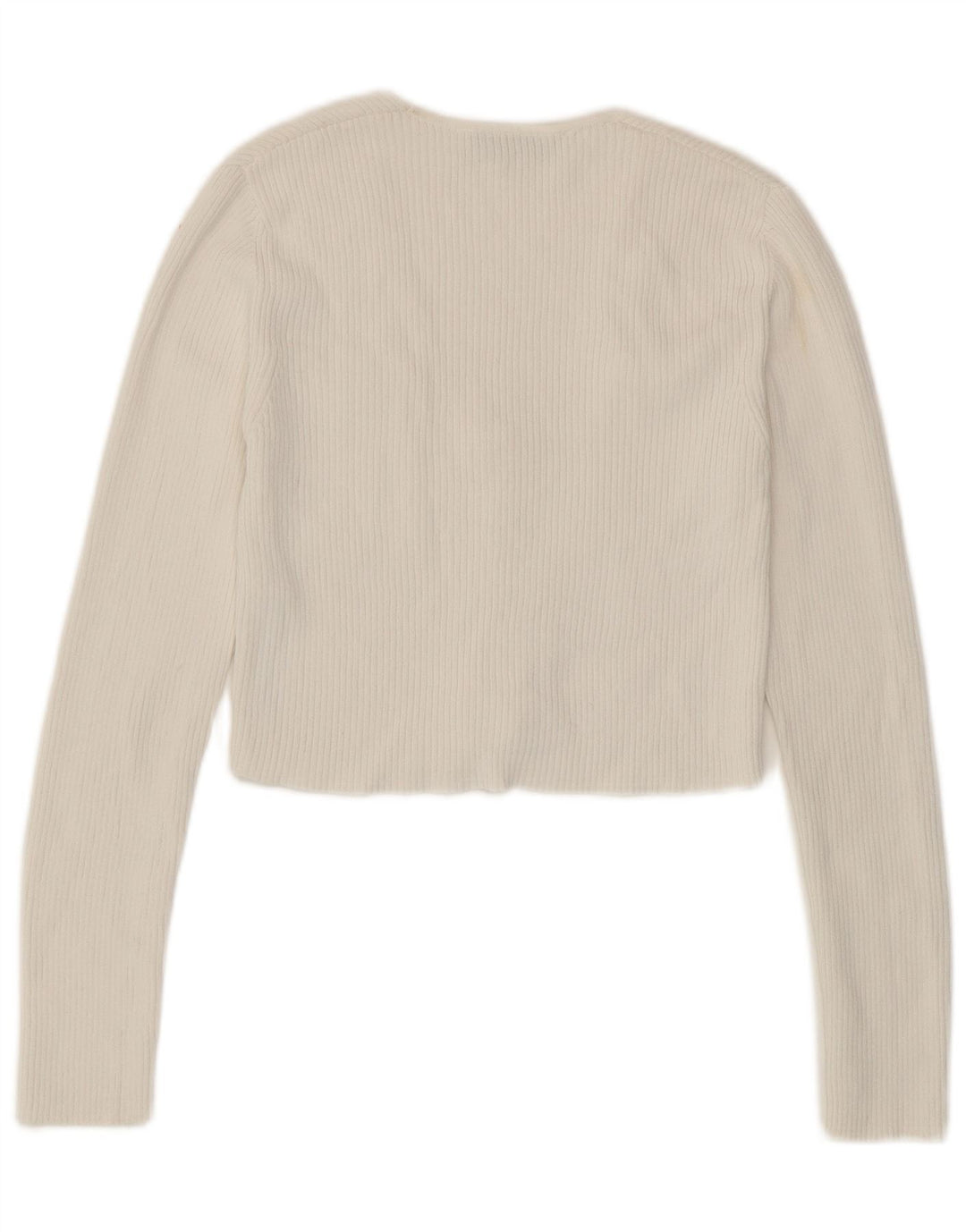 Zara Damen Crop Cardigan Pullover UK 12 Mittelweiße Viskose