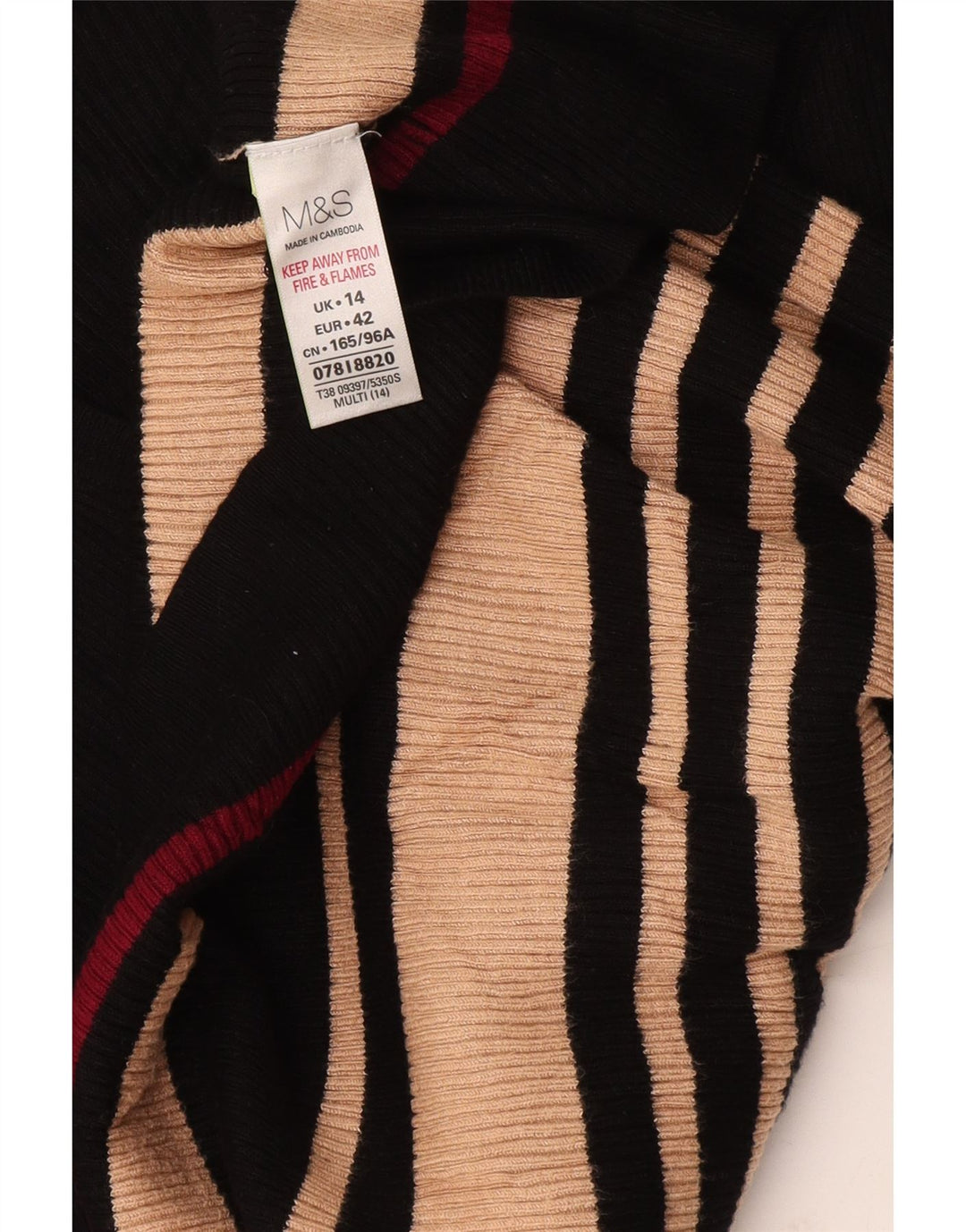 Marks & Spencer Damen-Pullover mit V-Ausschnitt, Gr. 14, mittelschwarz gestreift