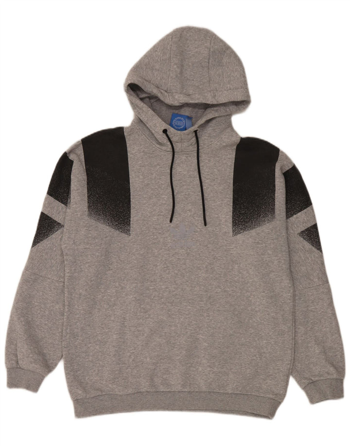 Adidas Herren Kapuzenpullover Mittelgraue Colourblock-Baumwolle