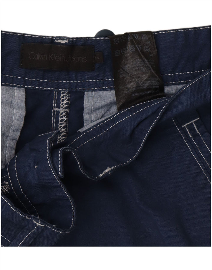CALVIN KLEIN Herren Chinoshorts W34 Große blaue Baumwolle