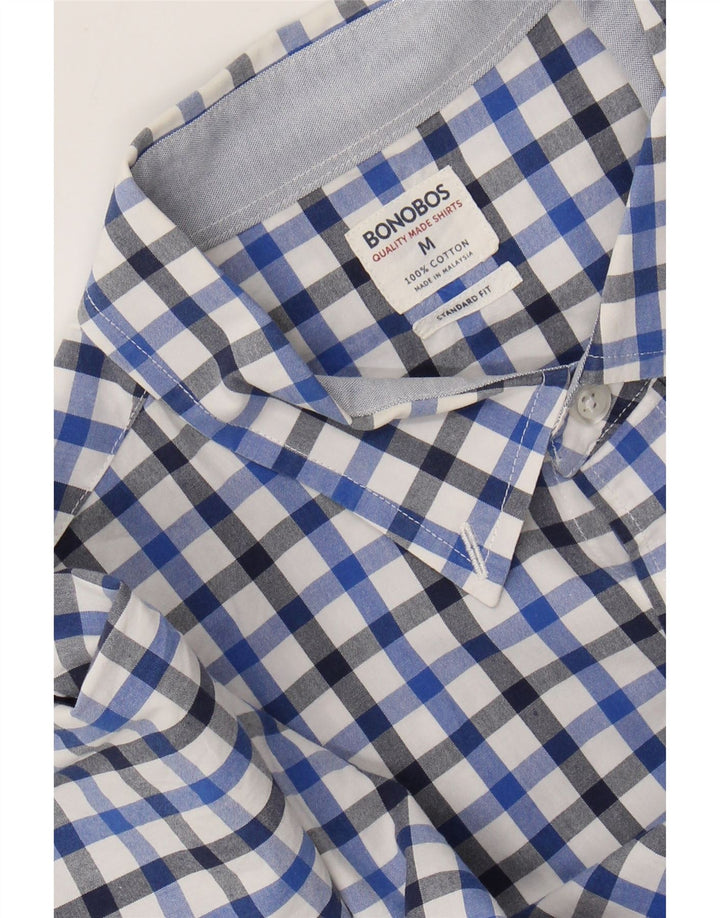 BONOBOS Herren-Hemd mit Standard-Passform, mittelblau, Gingham-Baumwolle