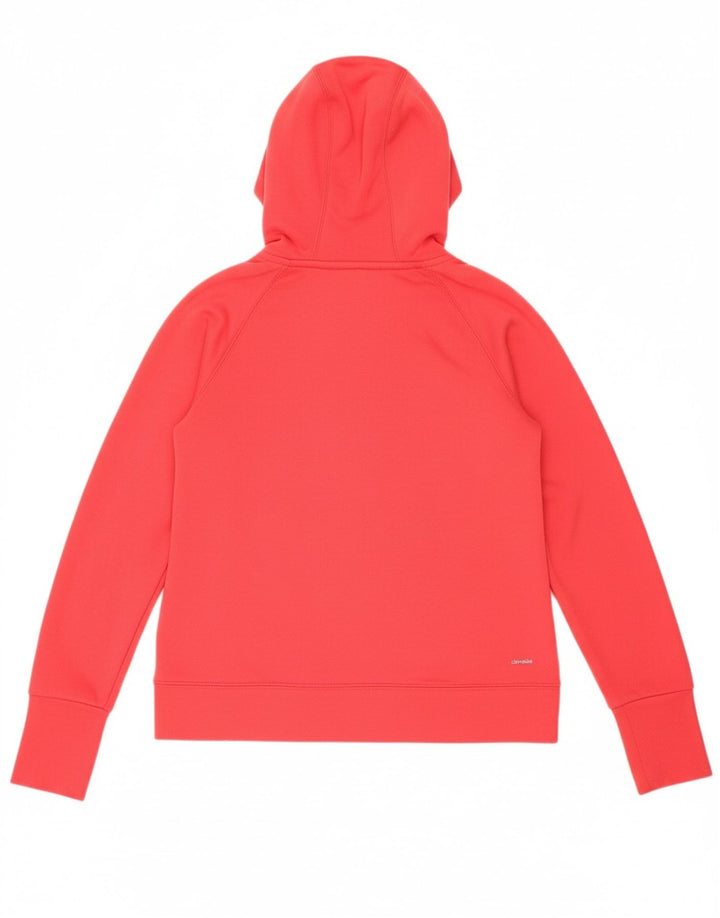 ADIDAS Womens Climalite Zip Hoodie Sweater UK 8/10 Small Red Polyester