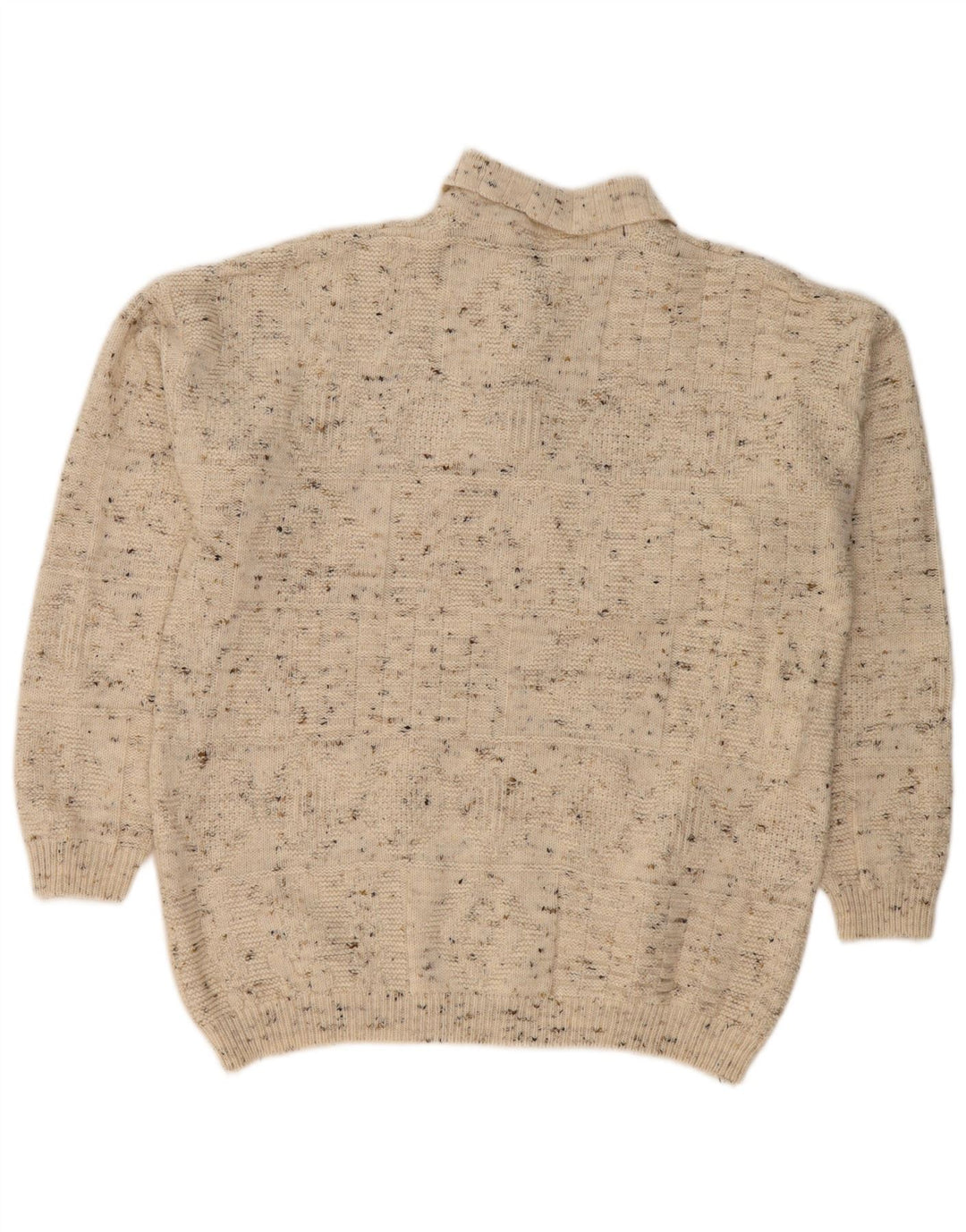 VINTAGE Herren-Pullover mit Rollkragen, groß, beige meliert