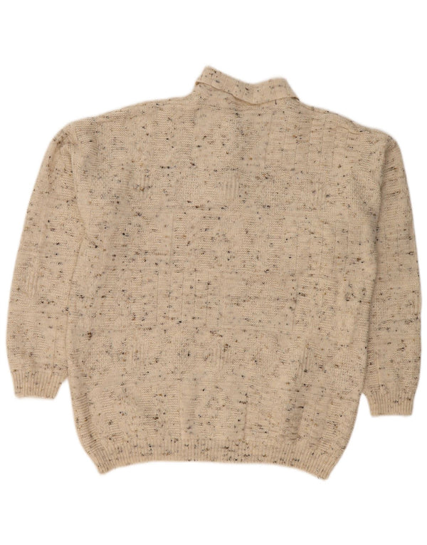 VINTAGE Herren-Pullover mit Rollkragen, groß, beige meliert