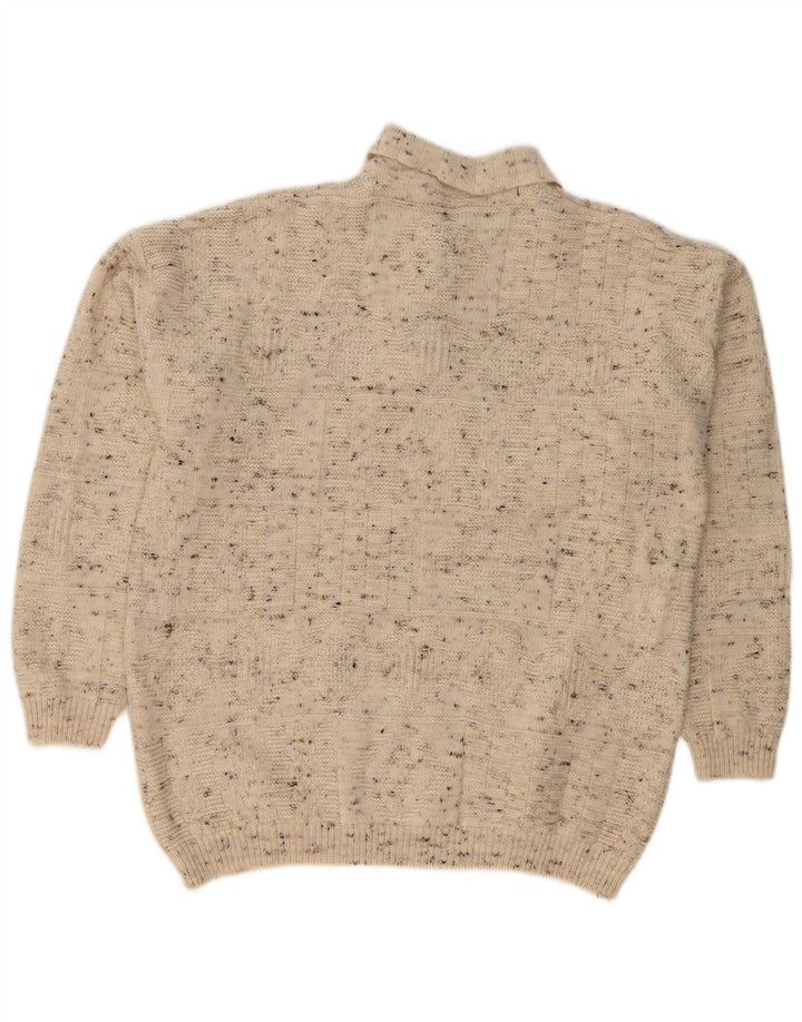 VINTAGE Herren-Pullover mit Rollkragen, groß, beige meliert