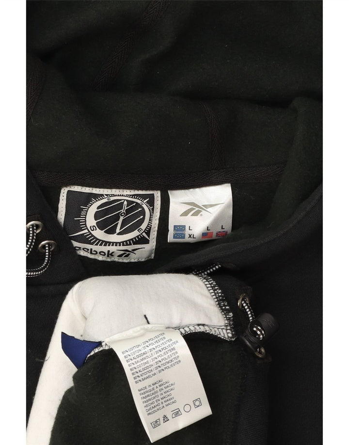 Reebok Herren Kapuzenpullover, groß, schwarze Baumwolle