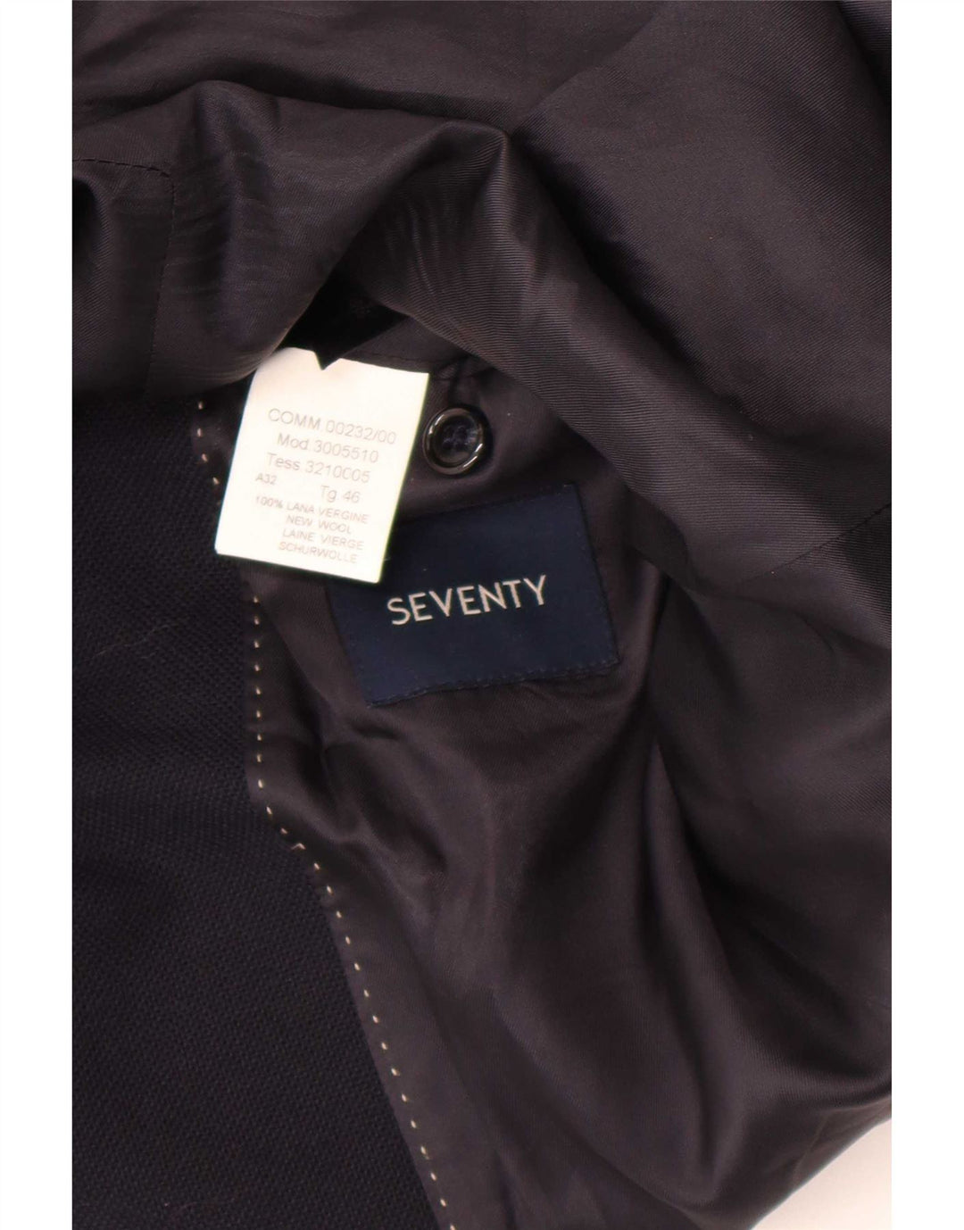 Seventy Herren-Blazer mit 3 Knöpfen, Größe 46, klein, marineblaue Schurwolle