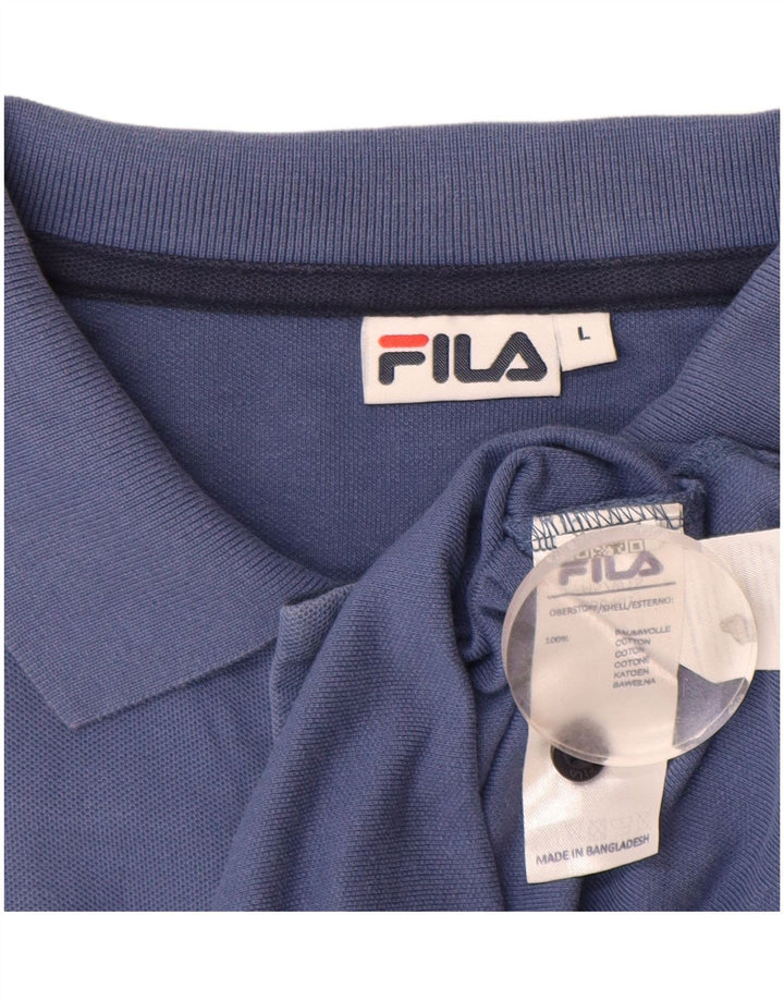 FILA Herren-Langarm-Poloshirt, große blaue Baumwolle