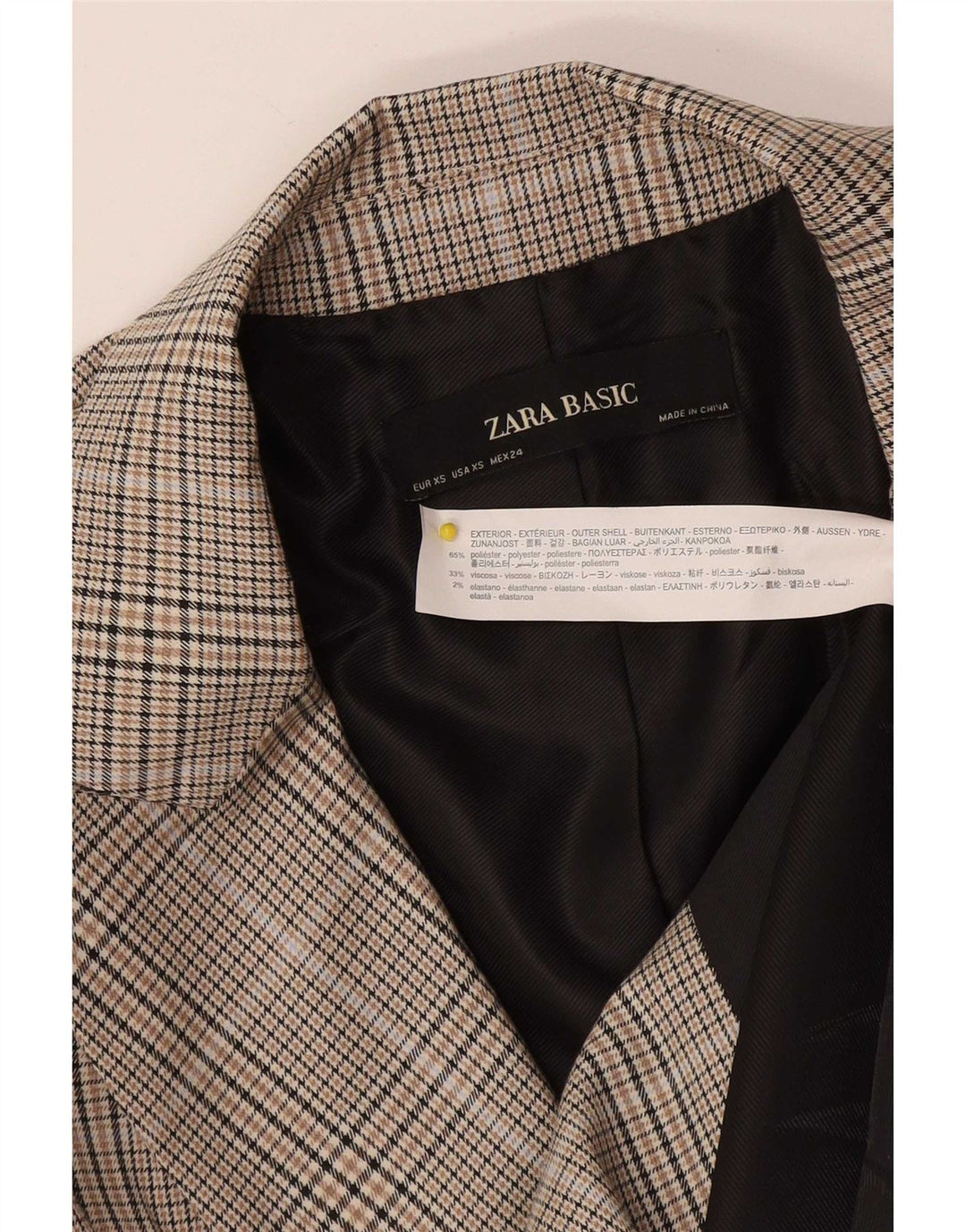 Zweireihiger, übergroßer Blazer von Zara für Damen, Gr. 6, XS, grau kariert