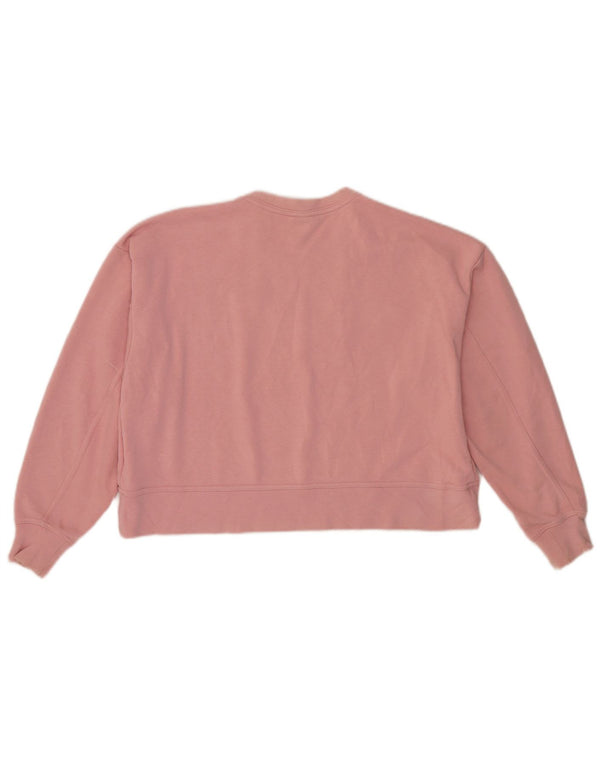 Nike Damen Crop Graphic Sweatshirt Pullover UK 14 Mittelrosa Baumwolle