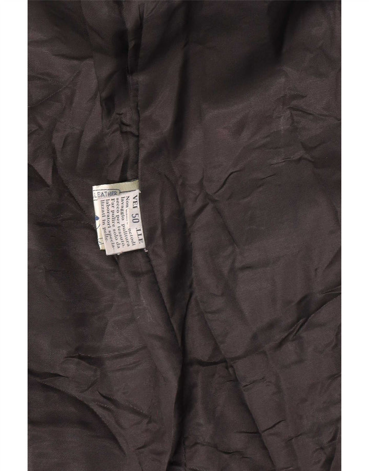 Vintage Damen 3/4 Ärmel Lederjacke IT 50 XL Schwarz
