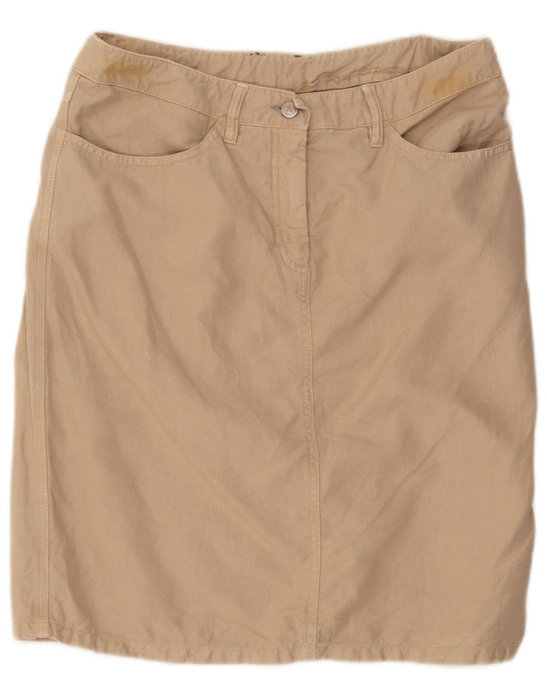 Dolce & Gabbana Damen Gerader Rock IT 44 Medium W34 Beige Baumwolle