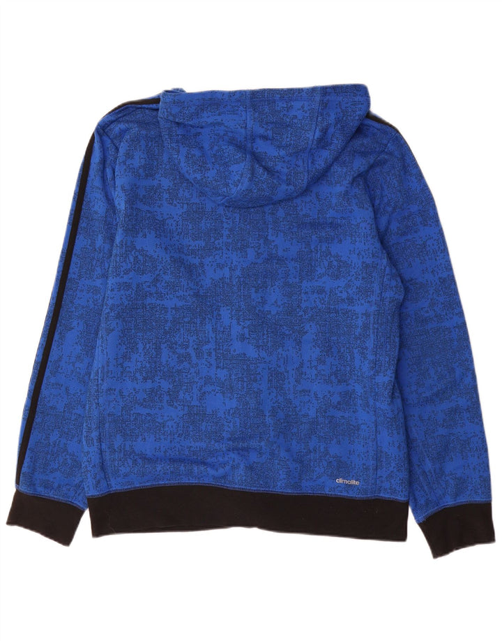 ADIDAS Herren-Kapuzenpullover mit Reißverschluss, mittelblau, Batik-Polyester