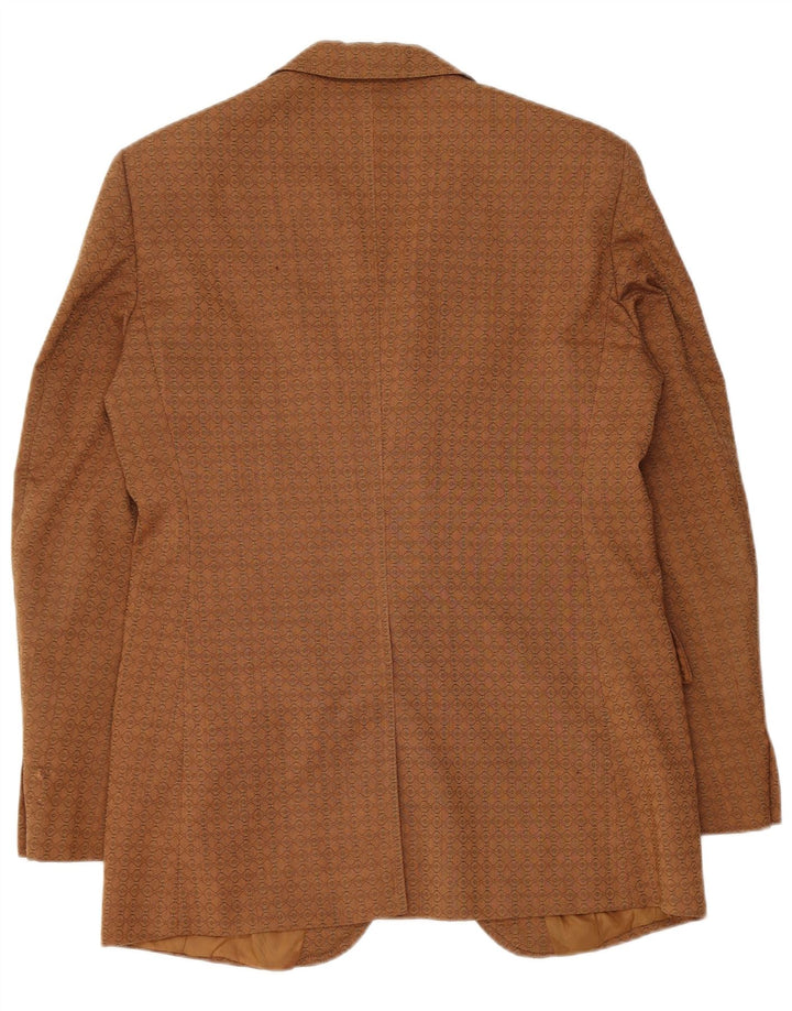Varteks Herren-Blazer mit 2 Knöpfen, IT 48, mittelbraune geometrische Wolle