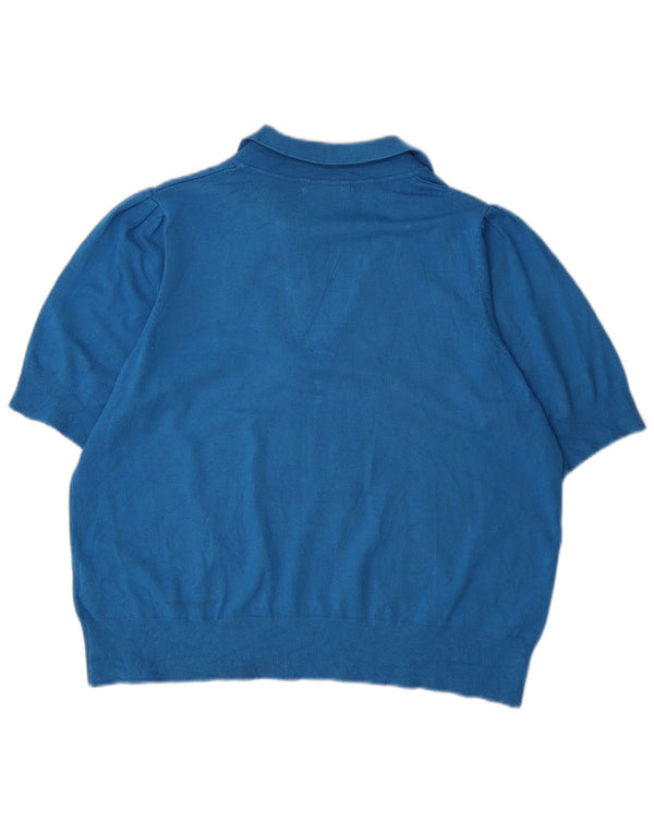 Marks & Spencer Damen Kurzarm-Polo-Pullover, Gr. 18, XL, Blau