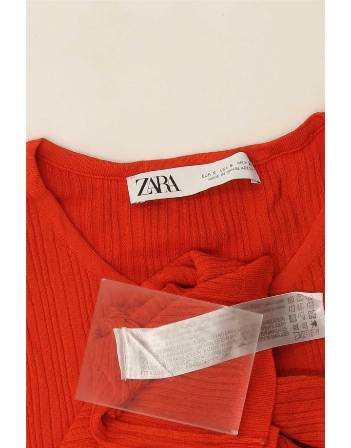 Zara Damen Weste Top UK 10 Small Orange Acryl
