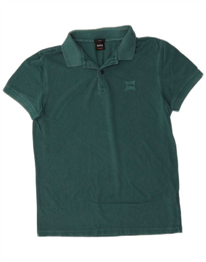Hugo Boss Herren-Poloshirt aus mittelgrüner Baumwolle