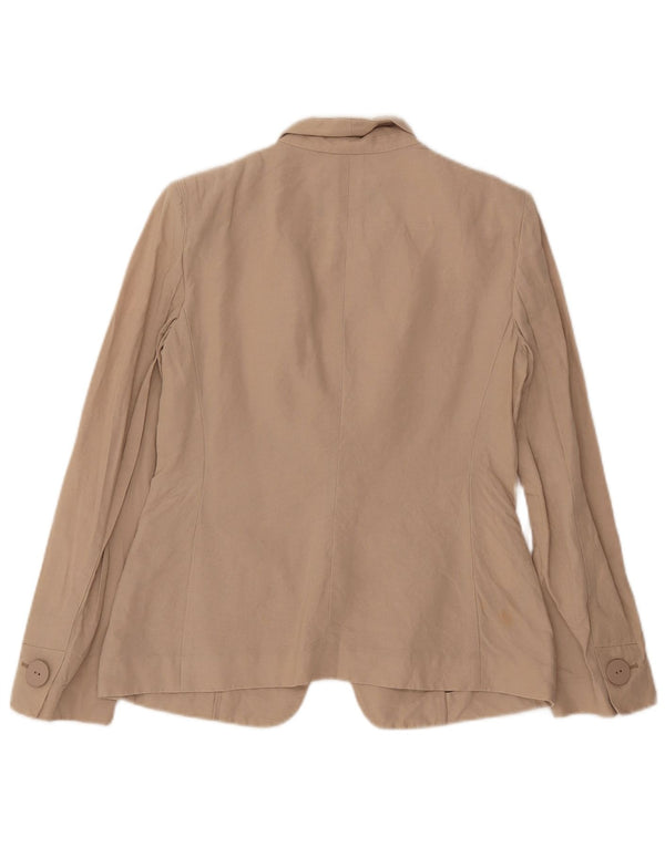 Armani Damen 1-Knopf-Blazerjacke UK 10 Small Beige Baumwolle
