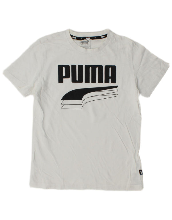 Puma Boys Graphic T-Shirt Top 11-12 Years White Cotton