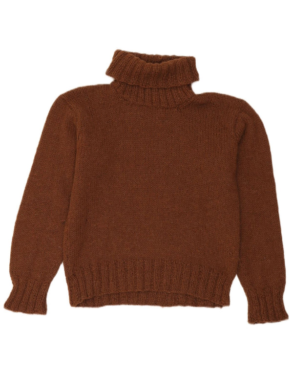 Vintage Damen Rollkragenpullover Pullover UK 12 Mittelbraun