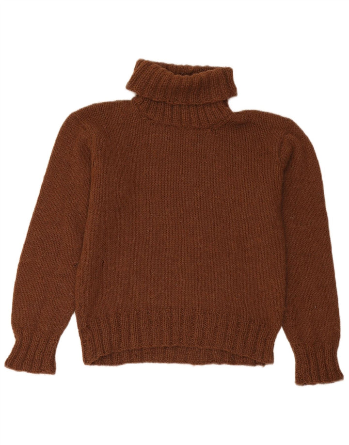 Vintage Damen Rollkragenpullover Pullover UK 12 Mittelbraun