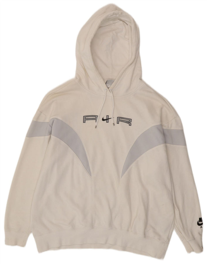 NIKE Womens Air Oversized Hoodie Pullover UK 14 Medium Off White Colourblock