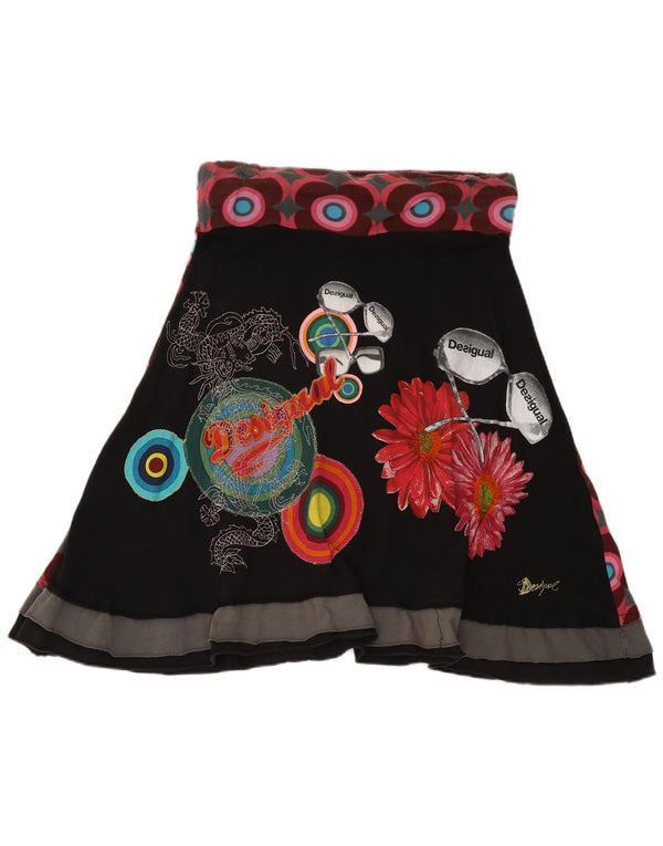 Desigual Womens Graphic A-Line Rock Medium W30 Schwarze geometrische Baumwolle