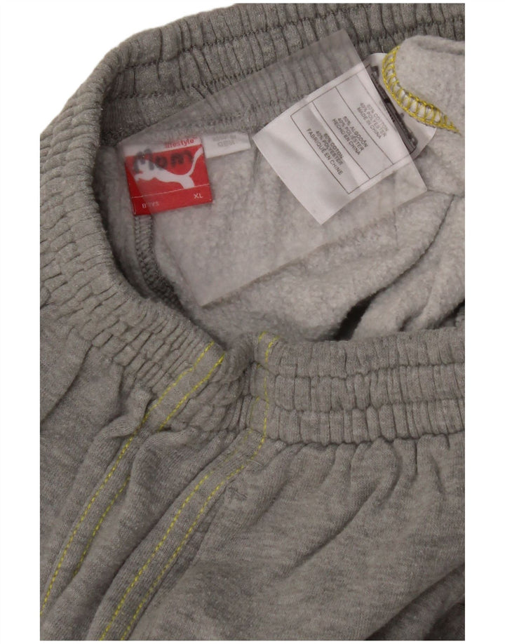 PUMA Jungen Trainingshose mit Grafik, 13–14 Jahre, graue Baumwolle