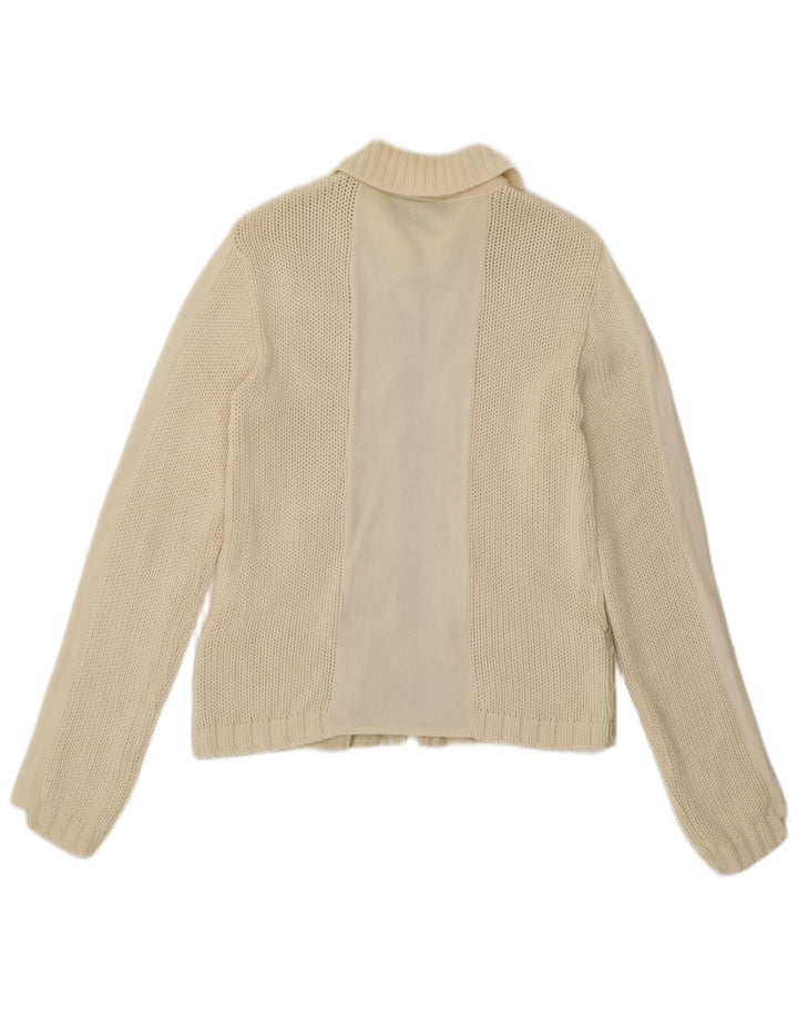 Pinko Damen-Cardigan-Pullover UK 14 Mittelweiße Baumwolle