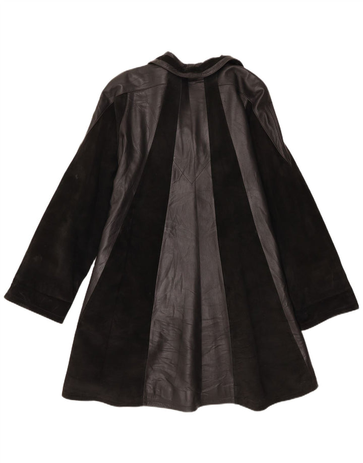 Adarcrea Damen Ledermantel EU 48 2XL Schwarzes Colourblock-Leder