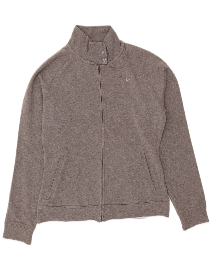 NIKE Womens Tracksuit Top Jacket UK 10/12 Medium Grey Cotton