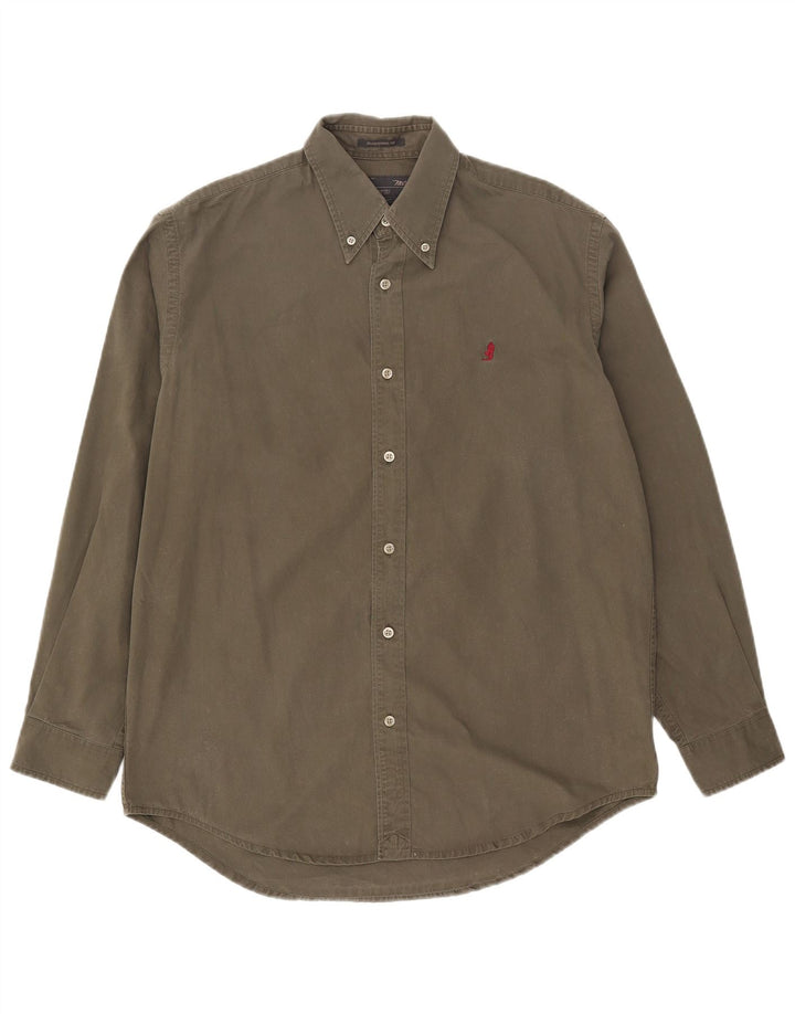 Marlboro Classics Herren-Hemd mit traditioneller Passform, mittlere Khaki-Baumwolle