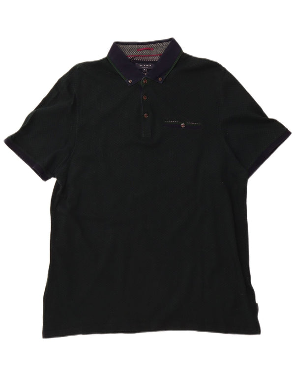Ted Baker Herren-Poloshirt, Größe 6 2XL, grüne Argyle/Diamant-Baumwolle
