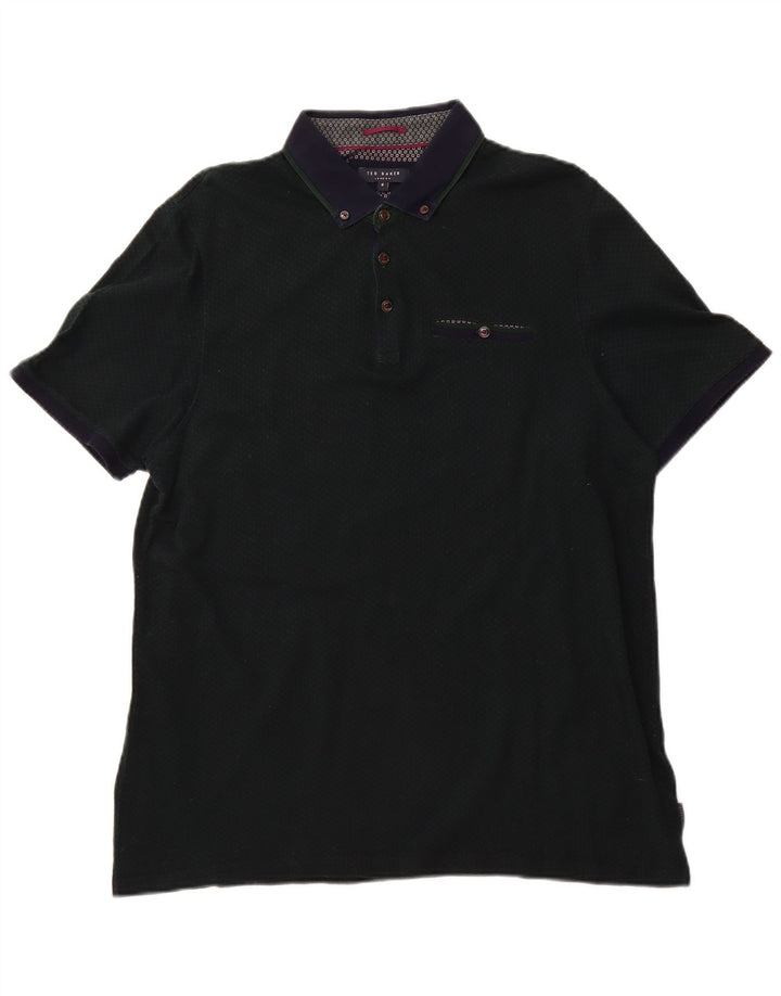 Ted Baker Herren-Poloshirt, Größe 6 2XL, grüne Argyle/Diamant-Baumwolle
