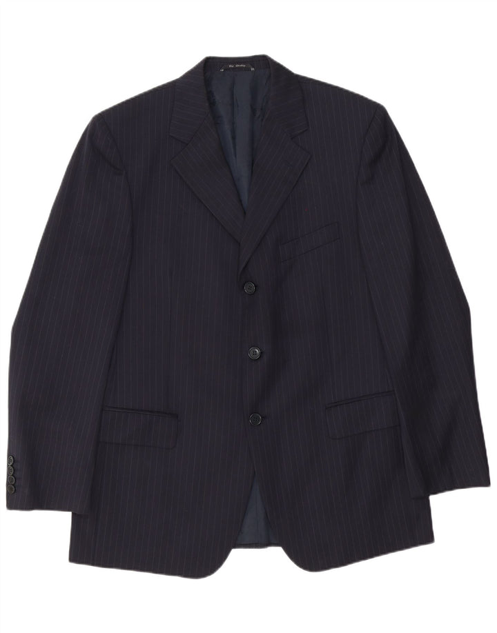 Biagiotti Uomo Herren 3-Knopf-Blazerjacke IT 52 XL Marineblauer Nadelstreifen
