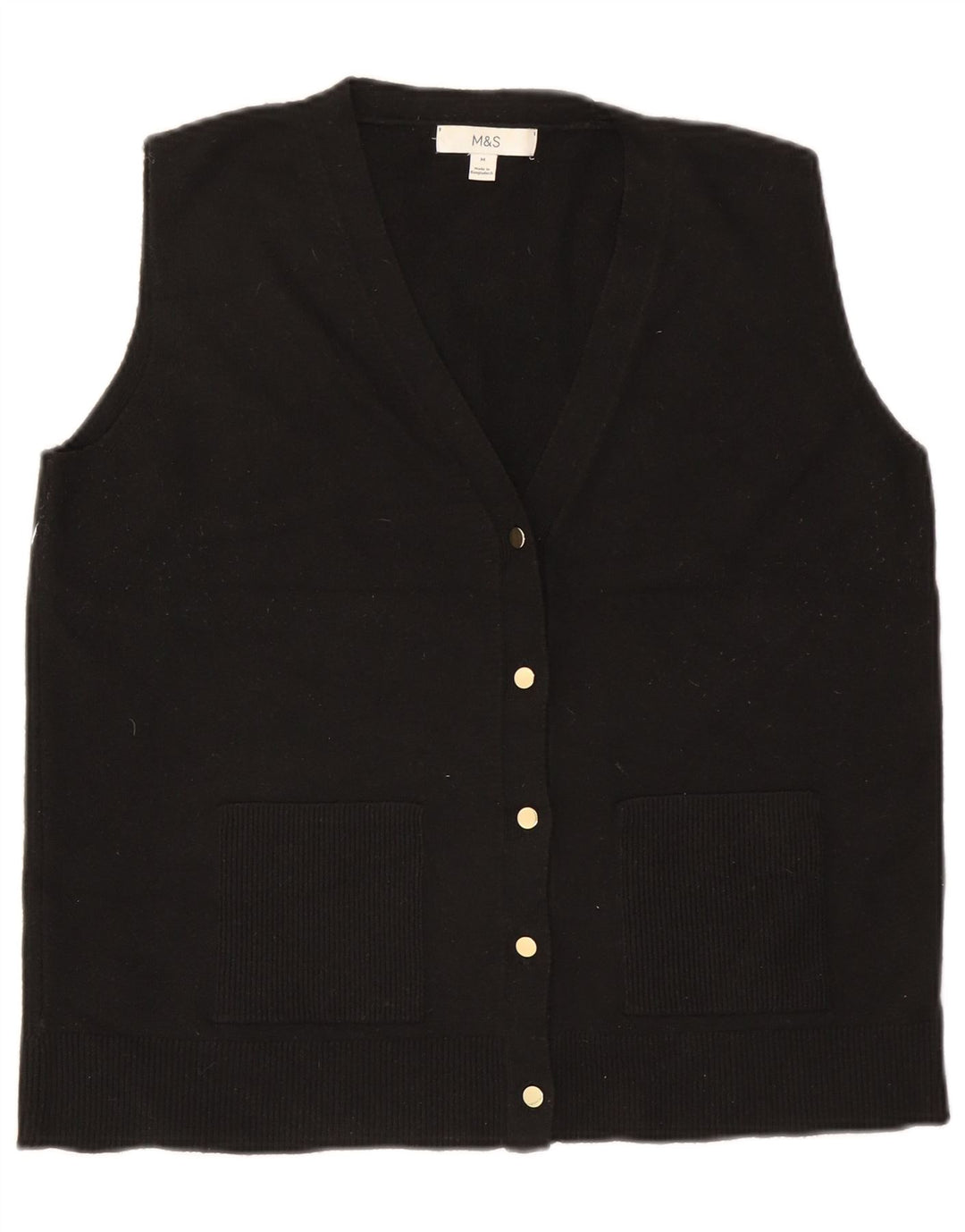 Marks & Spencer Damen-Cardigan, ärmellos, Gr. 12, mittelschwarz