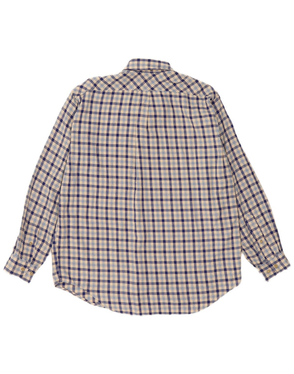 Marlboro Classics Herren-Flanellhemd, große blaue Gingham-Baumwolle