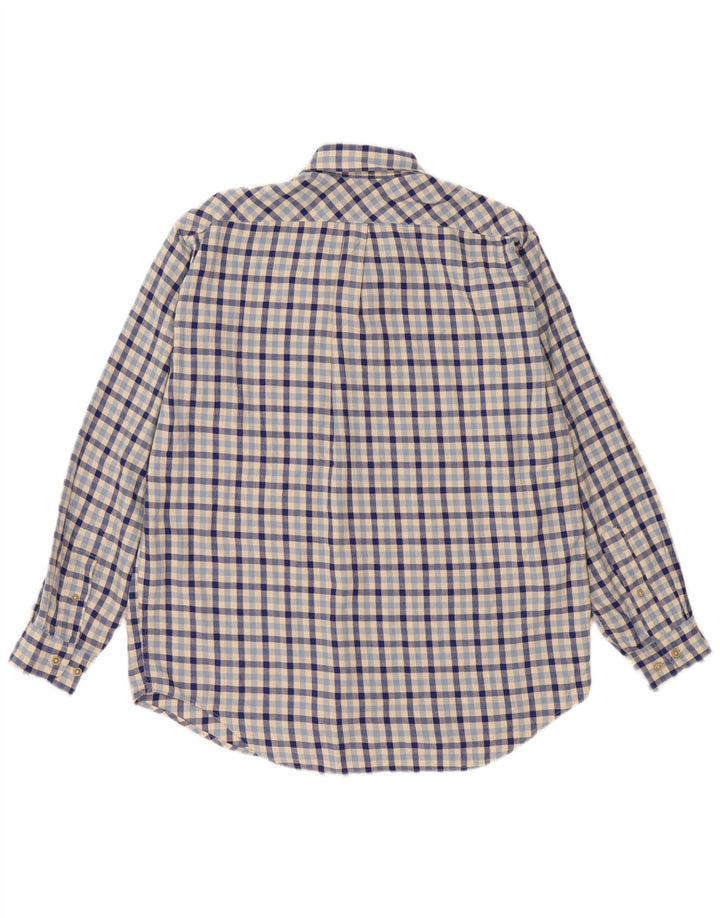 Marlboro Classics Herren-Flanellhemd, große blaue Gingham-Baumwolle