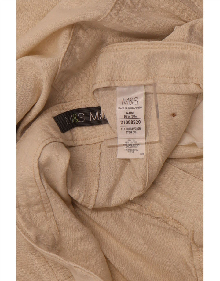 MARKS & SPENCER Herren Chinoshorts W38 XL Beige Leinen