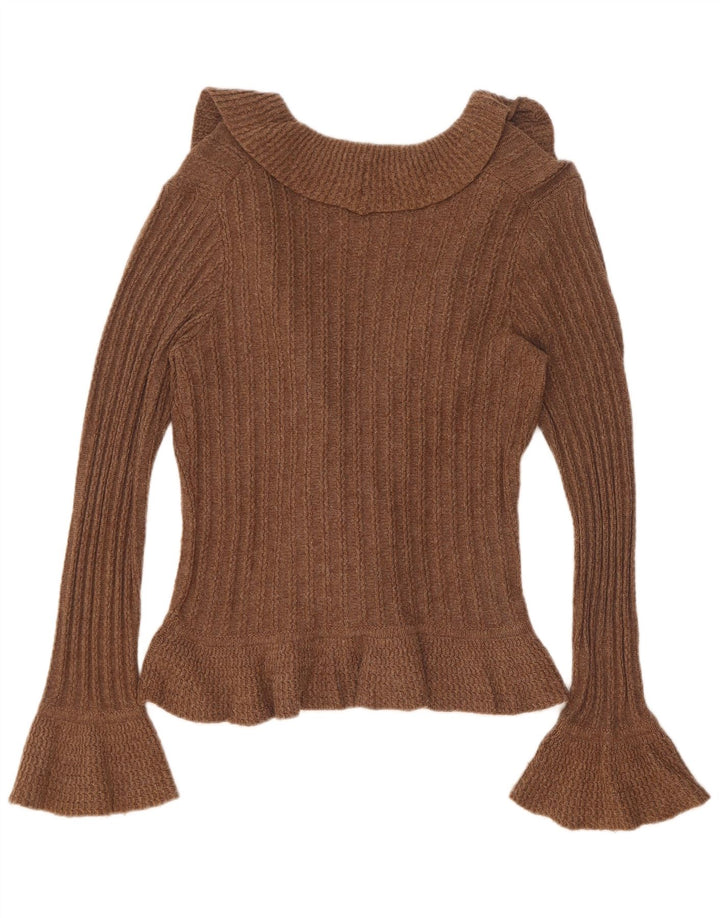 Marks & Spencer Damen-Cardigan-Pullover UK 12 Mittelbraune Baumwolle
