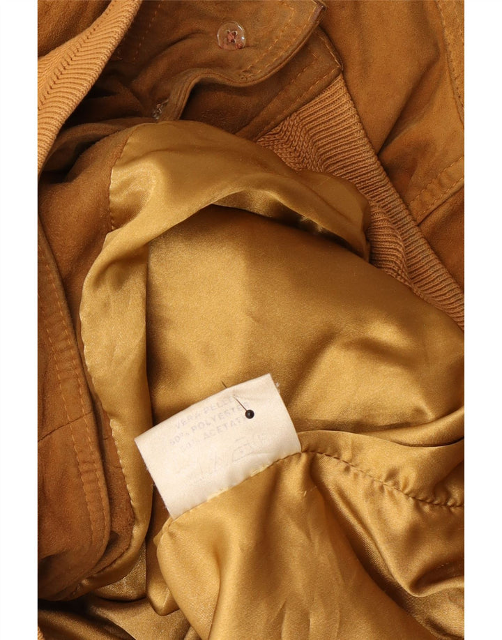 Vintage Herren Wildleder Bomberjacke UK 42 XL Beige Leder