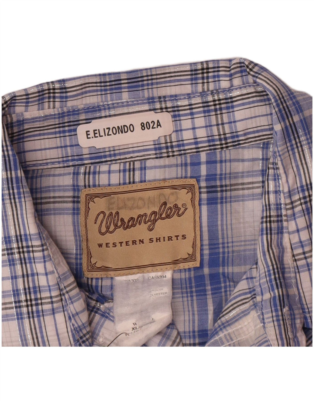Wrangler Herren Western-Kurzarmhemd XL, blau kariert