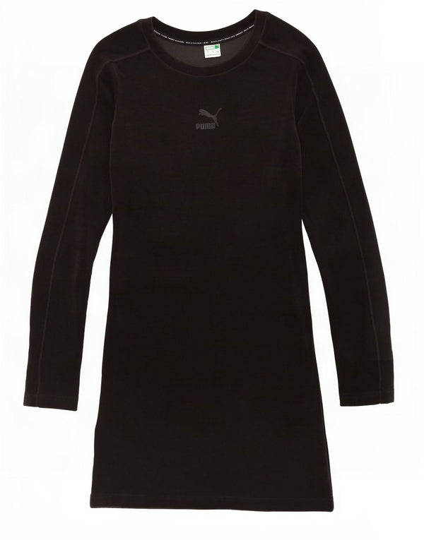 Puma Damen Langarm-T-Shirt-Kleid UK 8 Small Schwarz