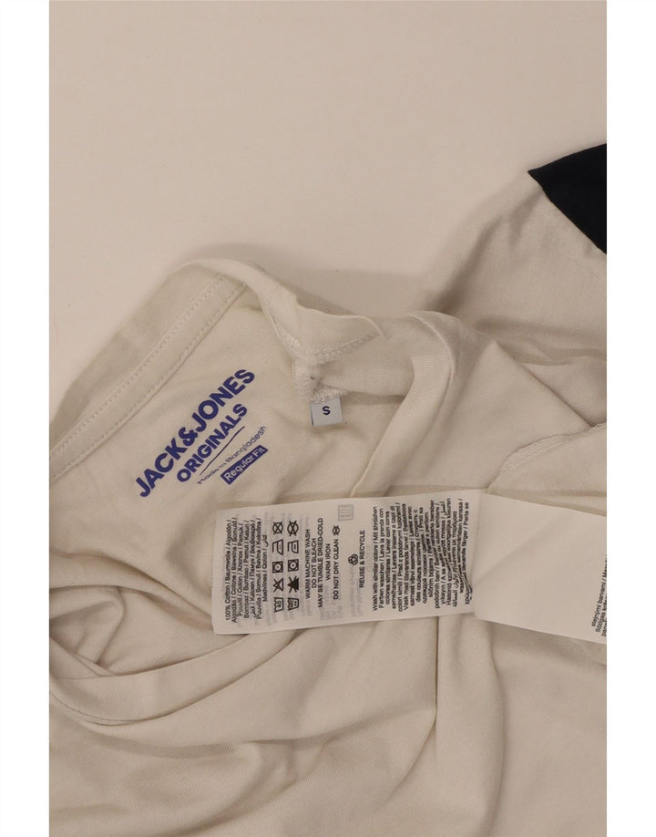 Jack & Jones Herren T-Shirt Top Small Weiß Colourblock Baumwolle