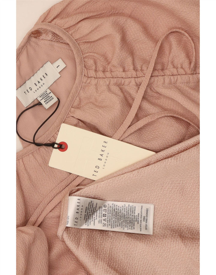 Ted Baker Damen A-Linien-Kleid Größe 1 XS Rosa Polyester