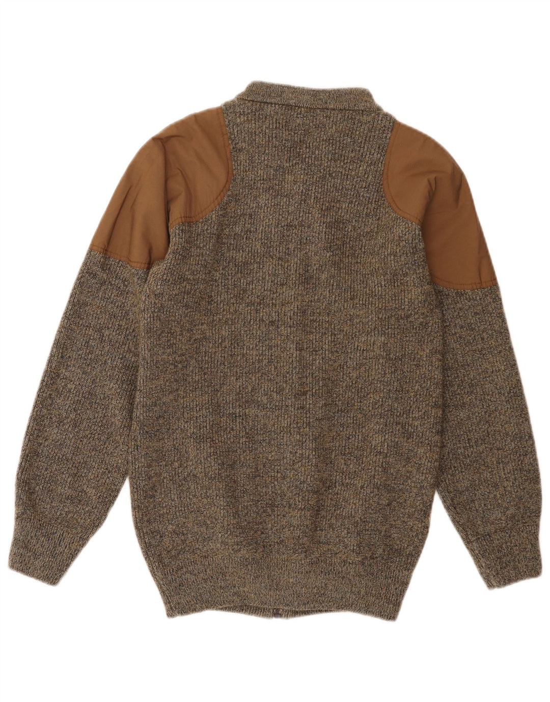SETTEBELO Herren-Strickjacke, kleine braun gesprenkelte Wolle