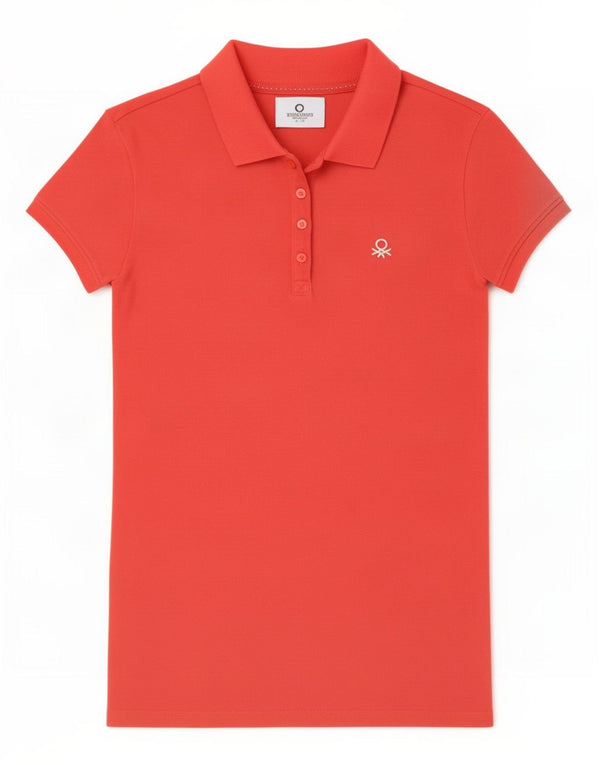 Benetton Mädchen-Poloshirt, 13–14 Jahre, 3XL, rote Baumwolle
