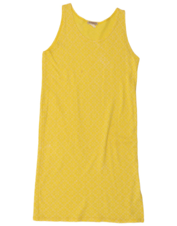 Marella Ärmelloses T-Shirt-Kleid für Damen, UK 14, mittelgelbe Paisley-Baumwolle